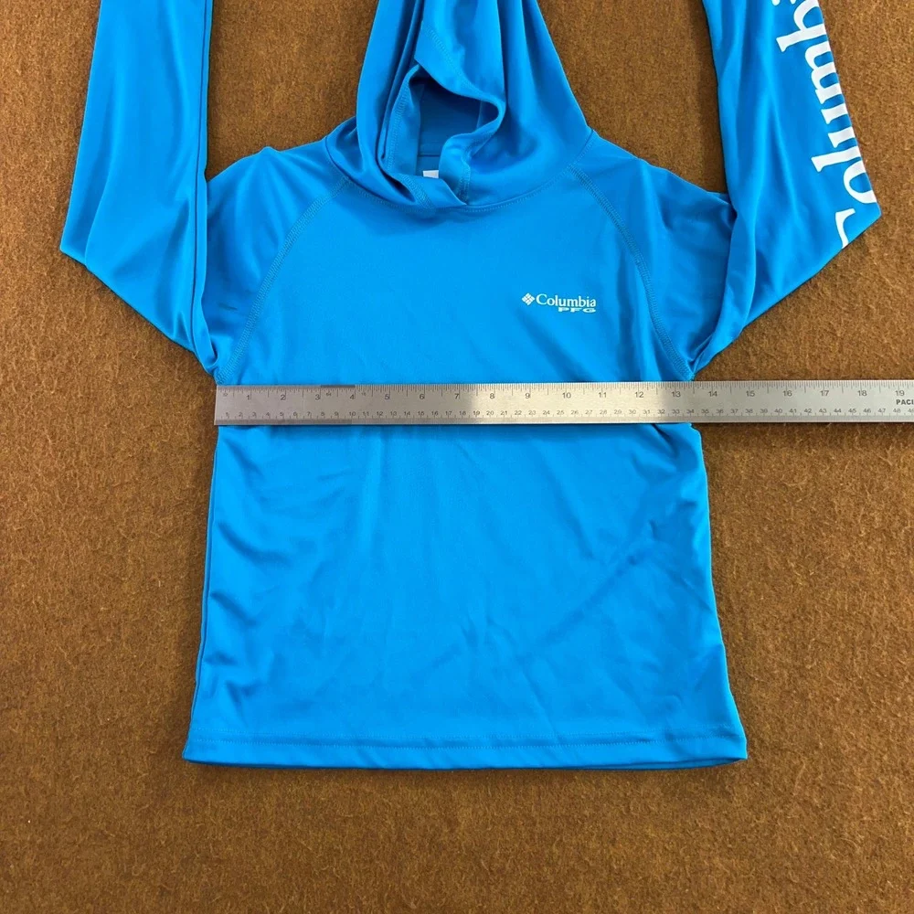 Columbia Youth Small Blue PFG Deep Waves Long Sleeve Hoodie NWT *Flaw